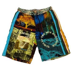 AUL SMITH Ahluwalia Graphic Print Panel Shorts Multicolor Small